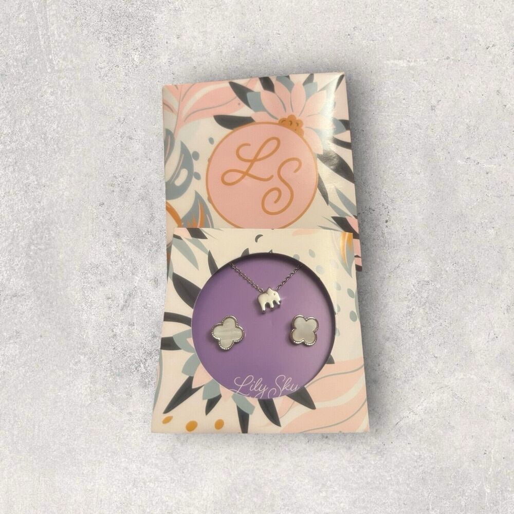 NEW Lily Sky Karma Silver Tone Necklace and Earring Set gift